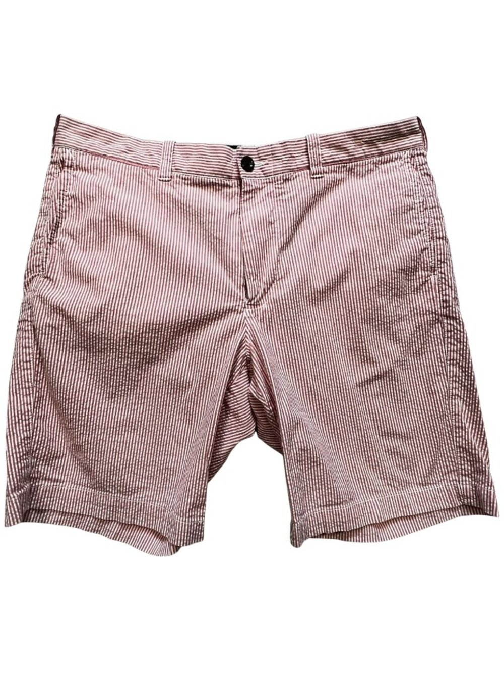 J.Crew Men's Trade Mark Stretch Shorts Flat Front Size 34 Red White Seersucker
